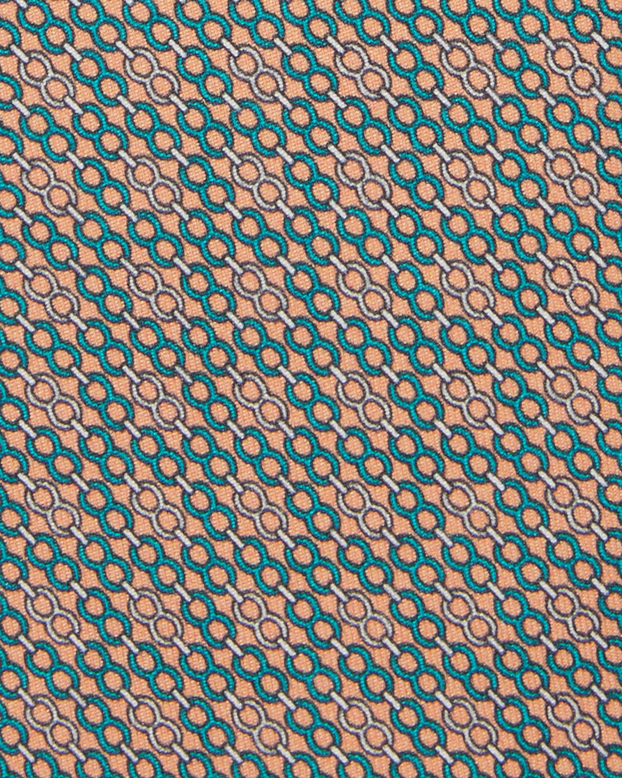 Silk Print Tie in Peach/Green/Bone Chain