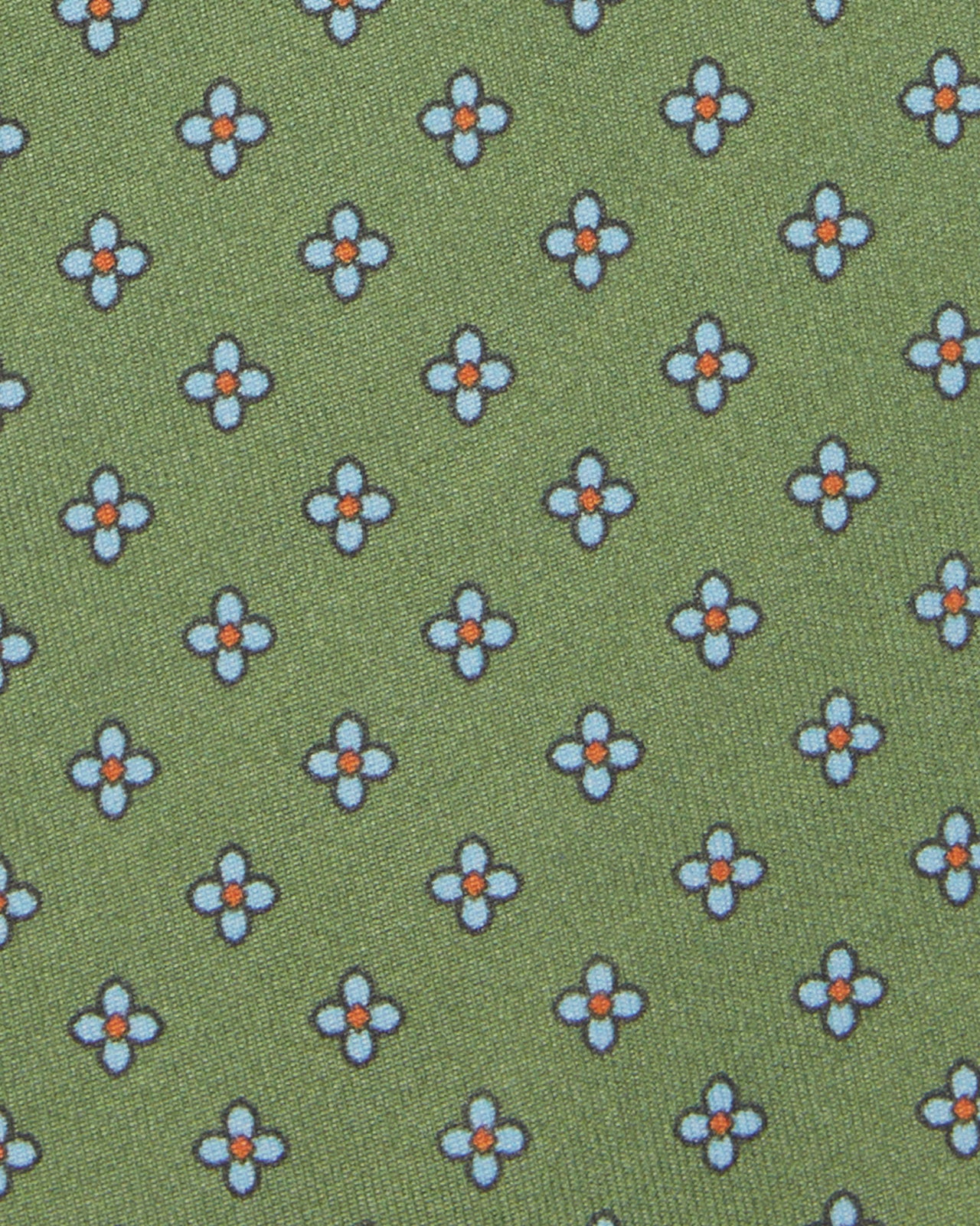 Silk Print Tie in Olive/Sky Flower