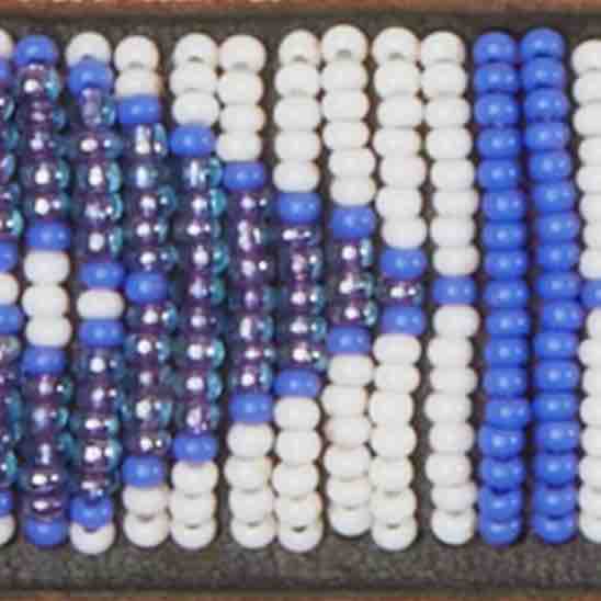 1.25" African Beaded Belt in White/Masai Blue Triangle