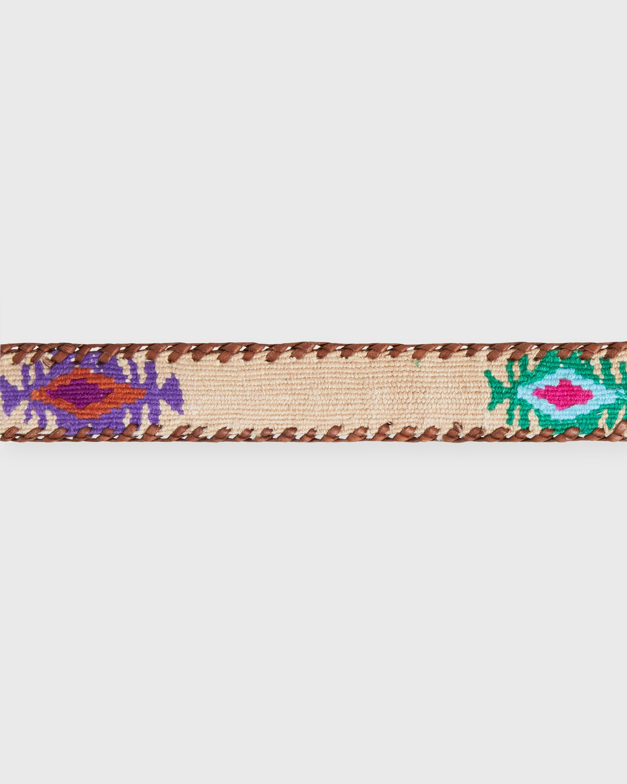1.5" Hand-Loomed Belt in Natural/Pink Tribal