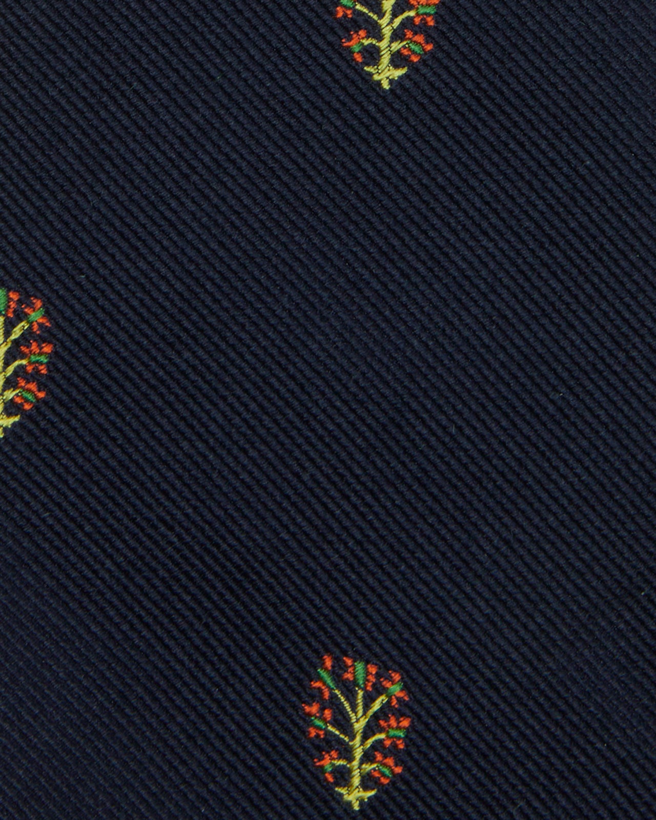 Hand-Rolled Silk Club Tie in Navy Tree of Life