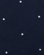 Load image into Gallery viewer, Silk Woven Tie in Navy/Ivory Dot
