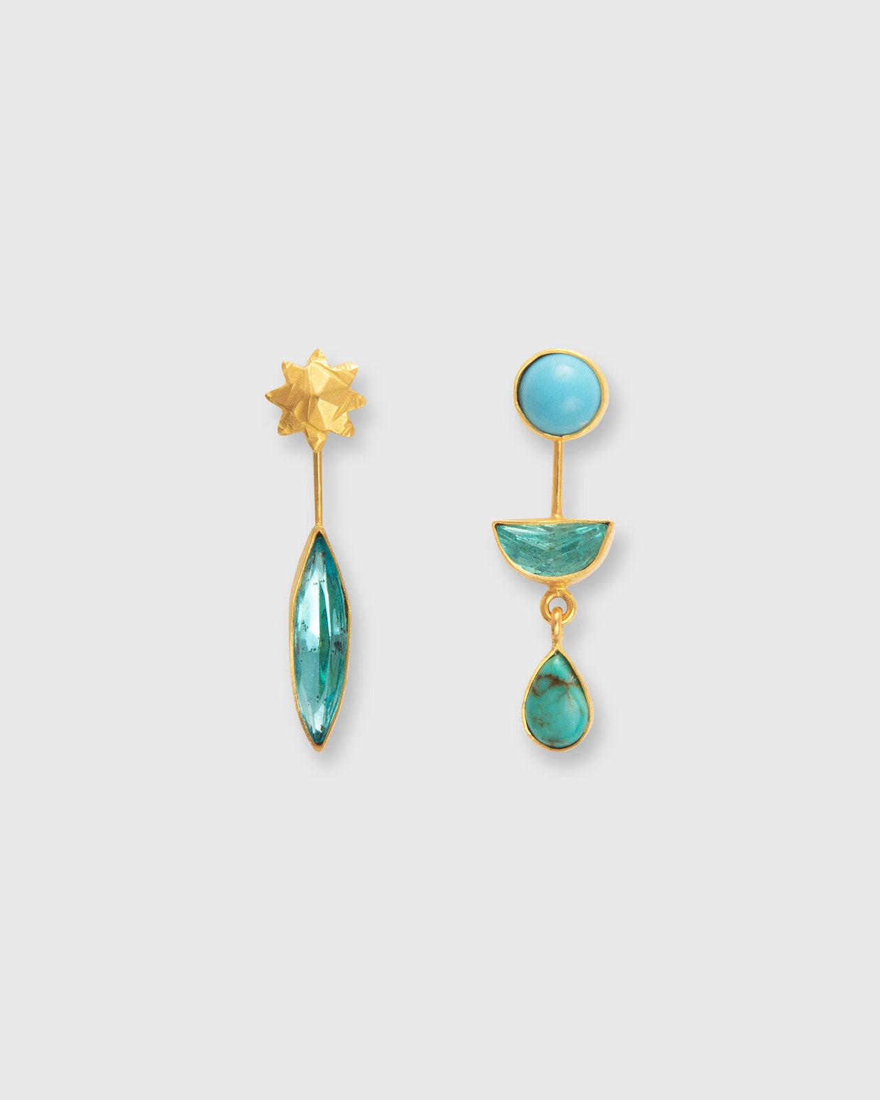 Detachable Victorian Drop Earrings in Seafoam