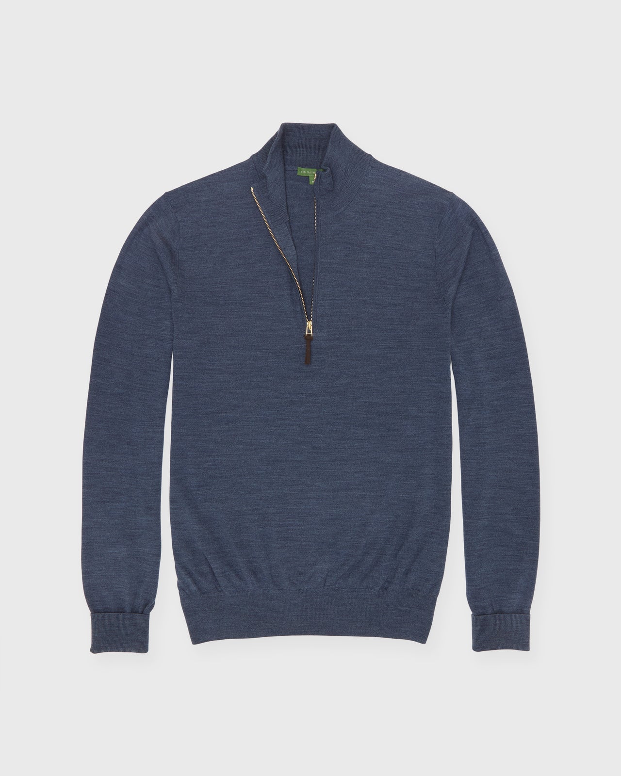 Fine-Gauge Half-Zip Sweater in Air Force Blue Escorial Wool