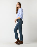 Load image into Gallery viewer, Sienna Top in Sky/White Mini Check Poplin
