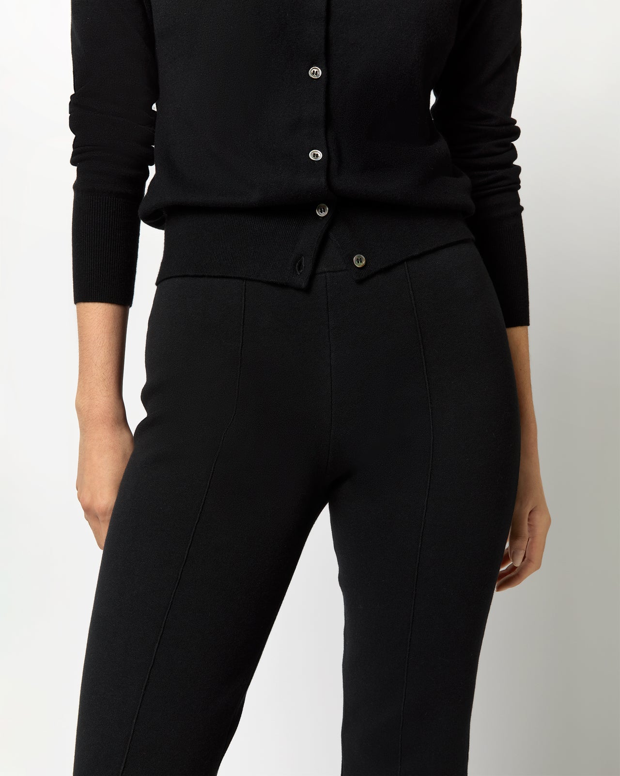 Lara Knit Flare Cropped Pant in Black Supima Cotton