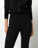 Load image into Gallery viewer, Lara Knit Flare Cropped Pant in Black Supima Cotton
