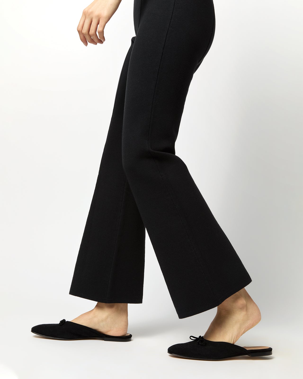 Lara Knit Flare Cropped Pant in Black Supima Cotton