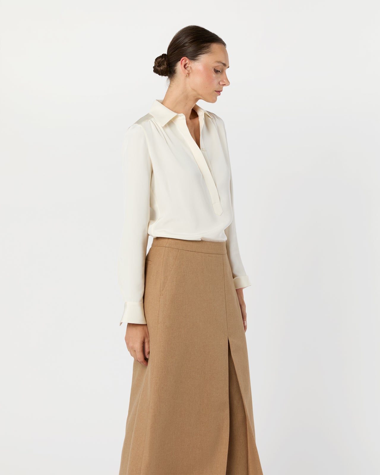 Natalia Blouse in Ivory Silk Crepe de Chine