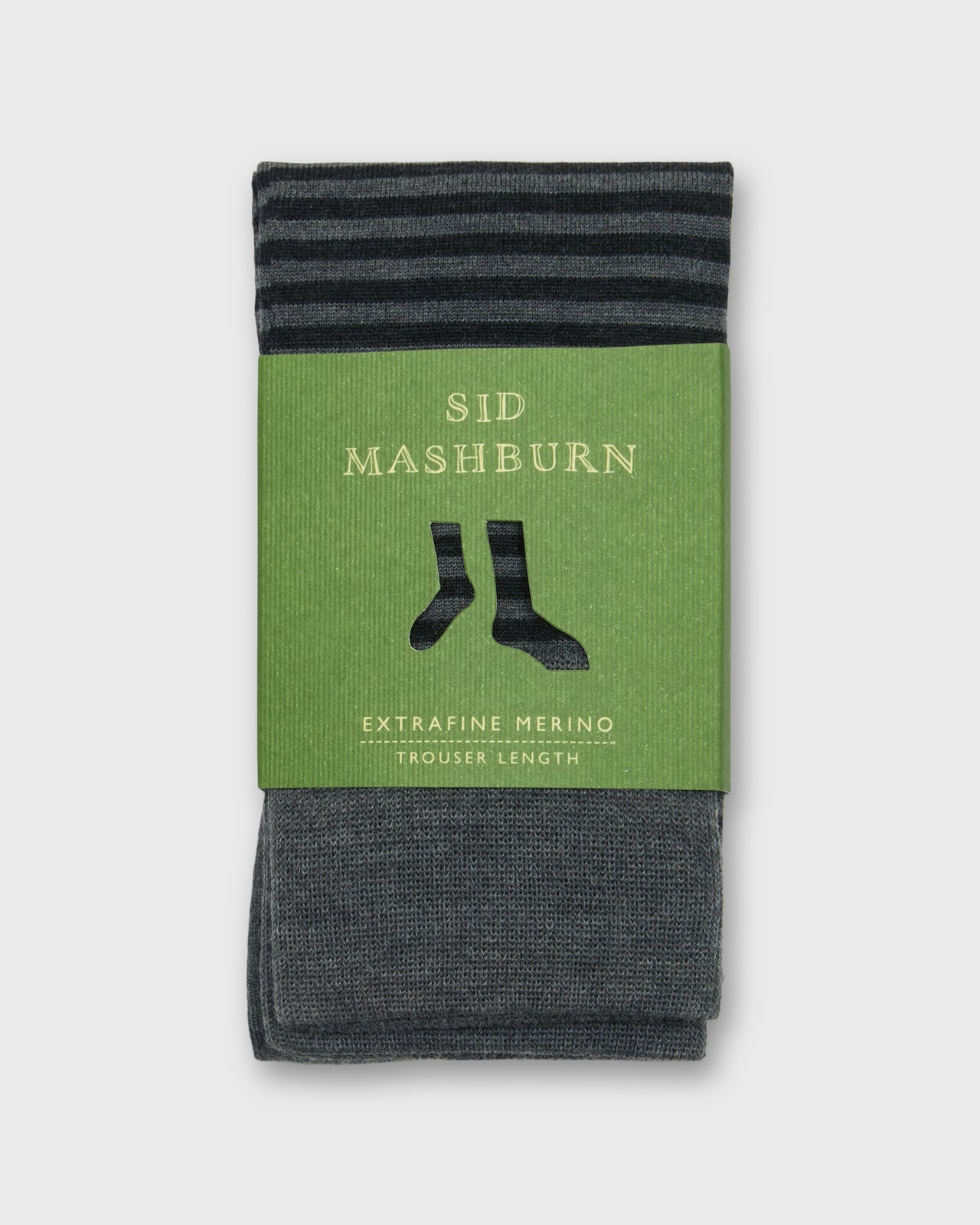 Striped Trouser Dress Socks in Heather Grey/Charcoal Extra Fine Merino