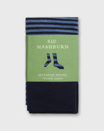 Load image into Gallery viewer, Striped Trouser Dress Socks in Navy/Heather Blue Extra Fine Merino
