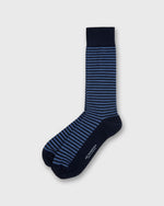 Load image into Gallery viewer, Striped Trouser Dress Socks in Navy/Heather Blue Extra Fine Merino
