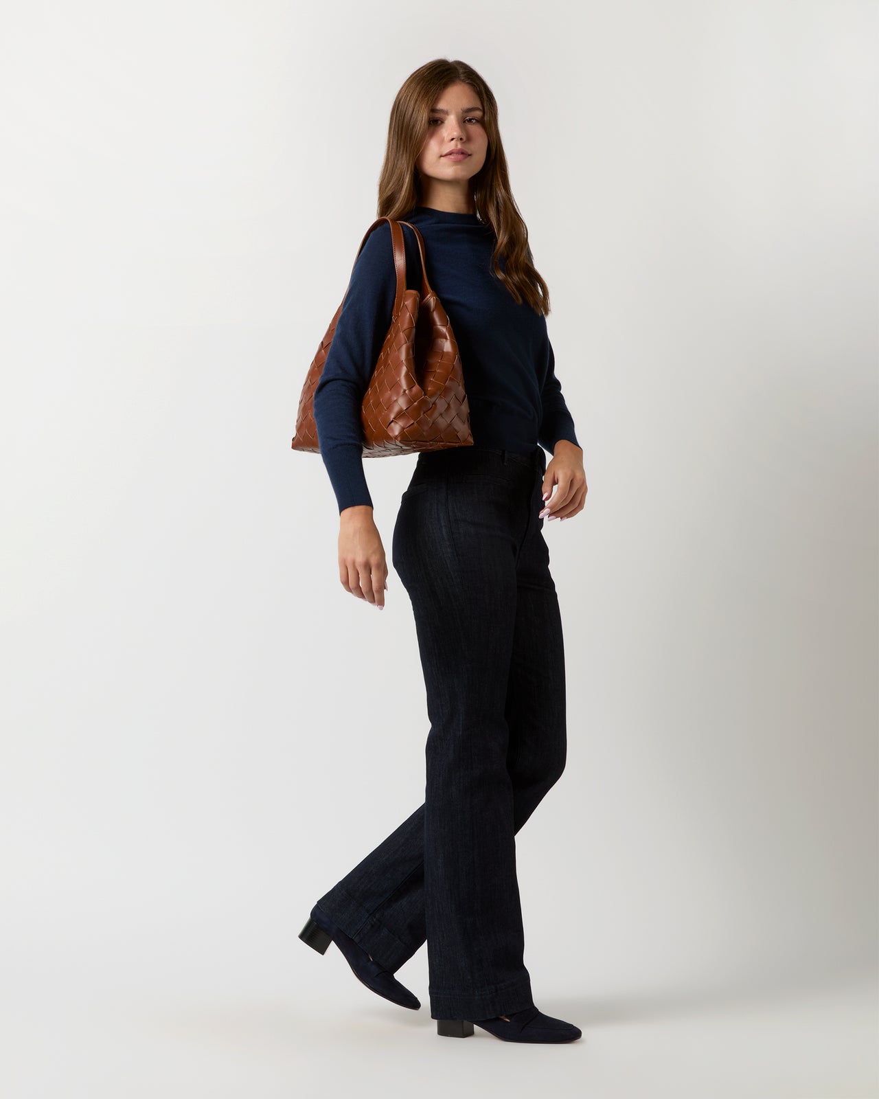 Handwoven Tote in Dark Brown Veg-Tanned Leather