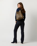 Load image into Gallery viewer, Large Hobo Bag in Beige/Black Zebra Calf Hair
