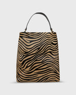 Load image into Gallery viewer, Large Hobo Bag in Beige/Black Zebra Calf Hair
