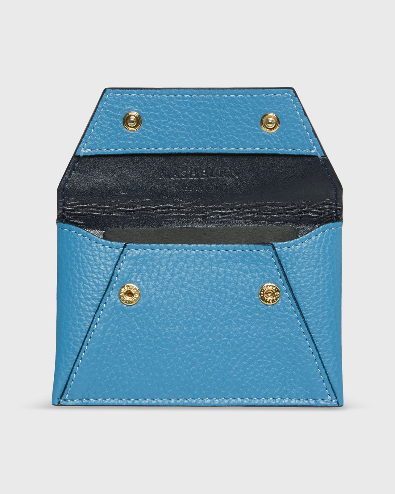 Snap Card Holder in Dutch Blue Leather