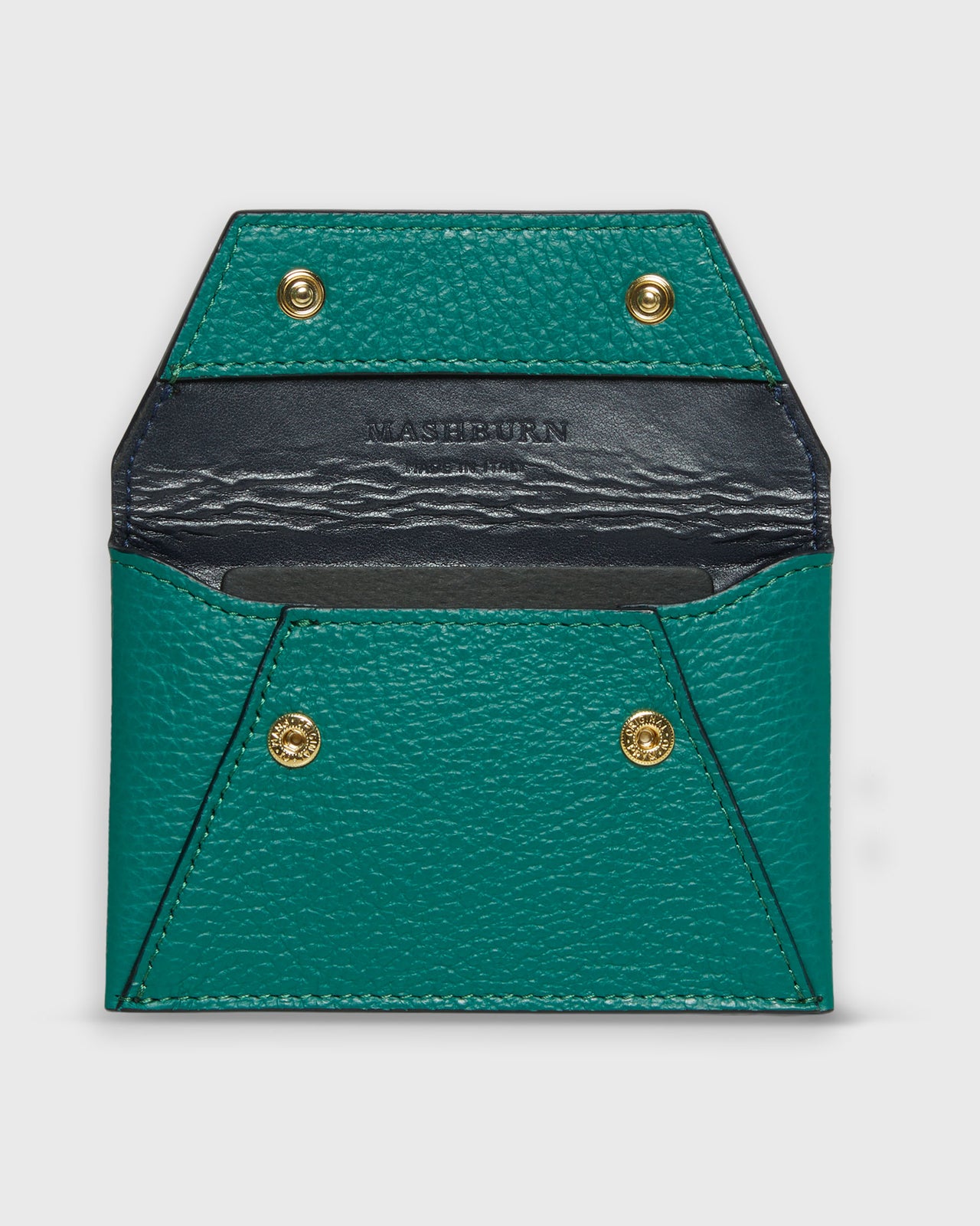 Snap Card Holder in Emerald Leather