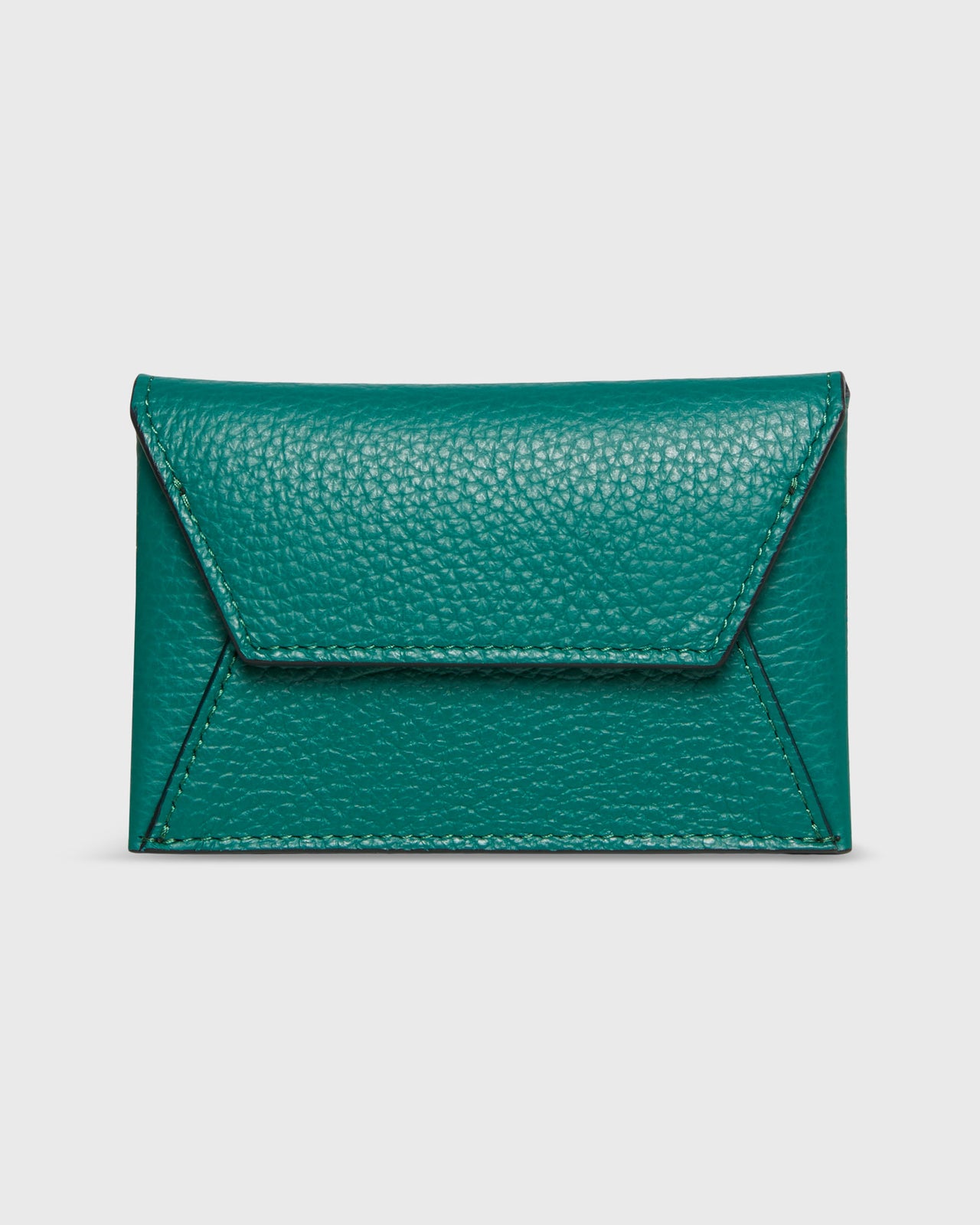 Snap Card Holder in Emerald Leather