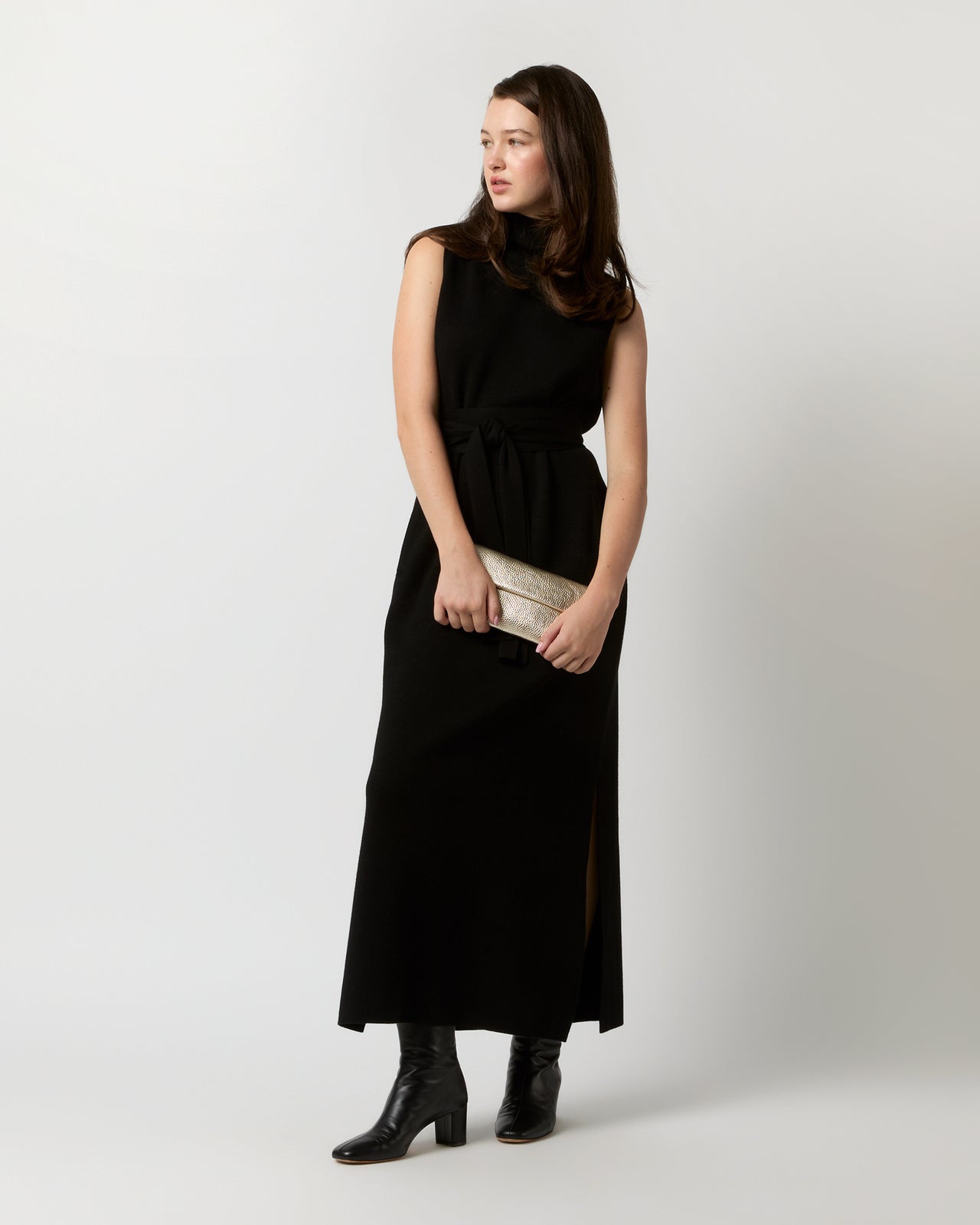 Foldover Snap Clutch in Platino Leather