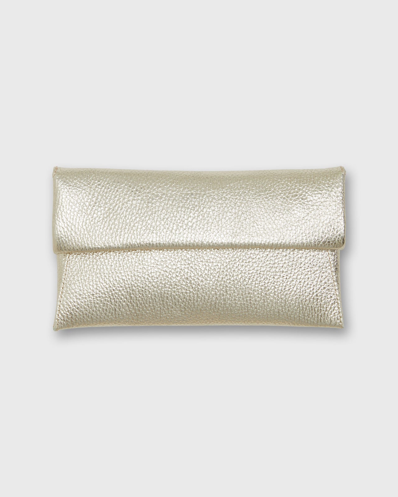 Foldover Snap Clutch in Platino Leather