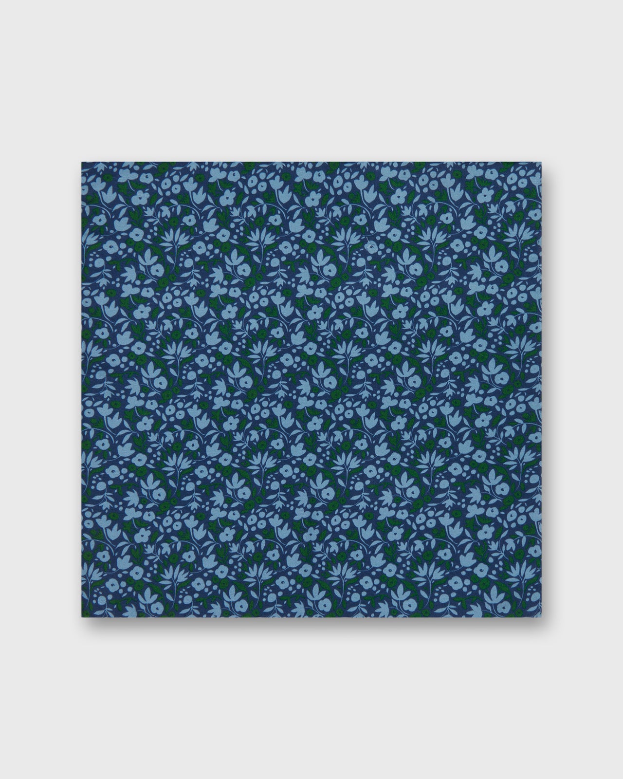 Hand-Rolled Wool Pocket Square in Midnight/Moss Floral