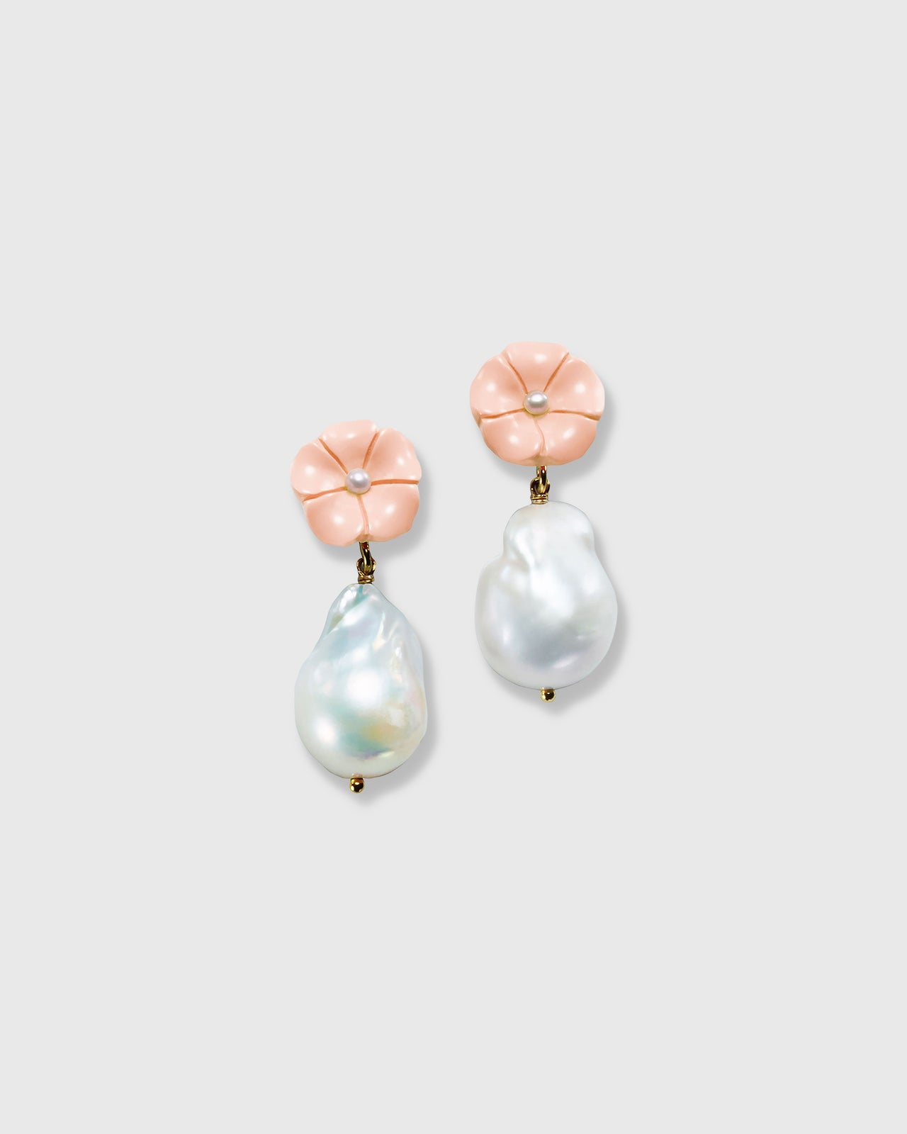 Pearl Drop Earrings in Pink