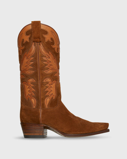 Tammy Cowboy Boot in Light Brown Suede
