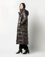 Load image into Gallery viewer, Shiny Nylon Long Coat in Charcoal
