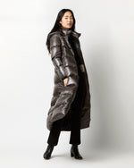 Load image into Gallery viewer, Shiny Nylon Long Coat in Charcoal
