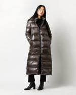 Load image into Gallery viewer, Shiny Nylon Long Coat in Charcoal

