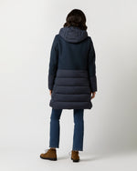 Load image into Gallery viewer, Mixed Media Quilted Coat in Navy
