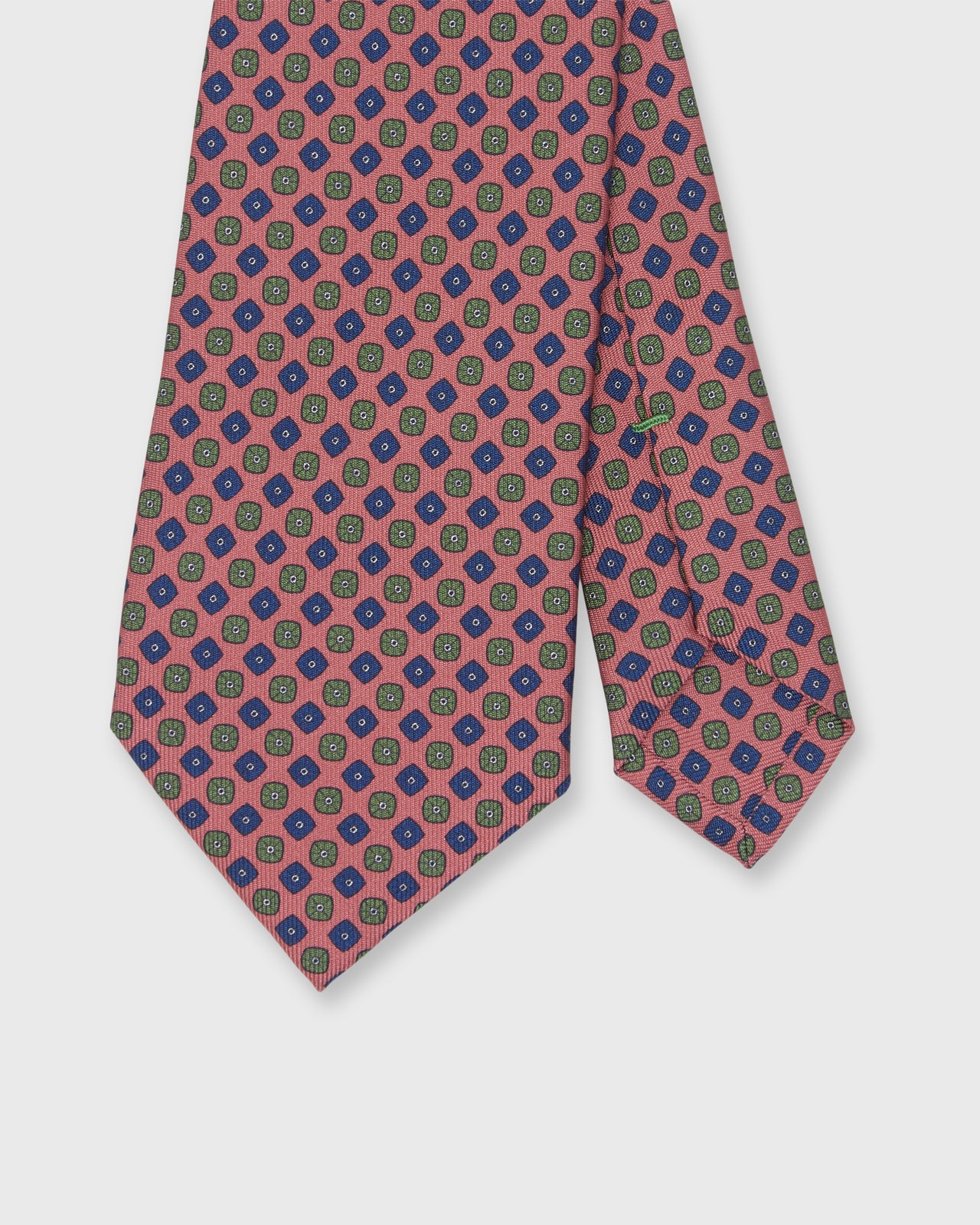 Silk Print Tie in Coral/Blue/Green Foulard
