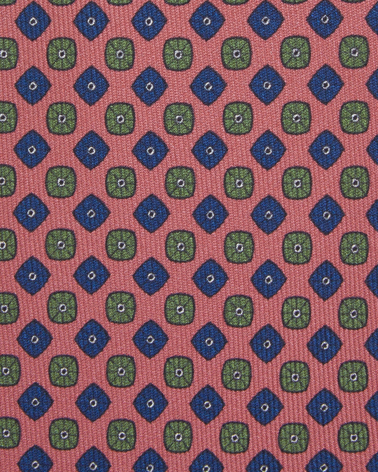 Silk Print Tie in Coral/Blue/Green Foulard