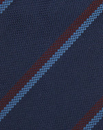 Load image into Gallery viewer, Silk Woven Tie in Cadet/Mist/Brown Stripe
