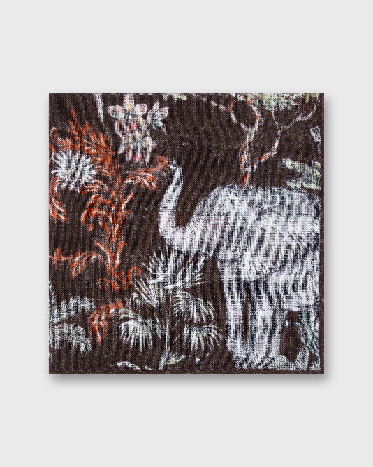 Hand-Rolled Wool/Silk Pocket Square in Brown Safari