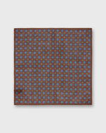 Load image into Gallery viewer, Hand-Rolled Wool/Silk Pocket Square in Brown/Blue/Green Medallion
