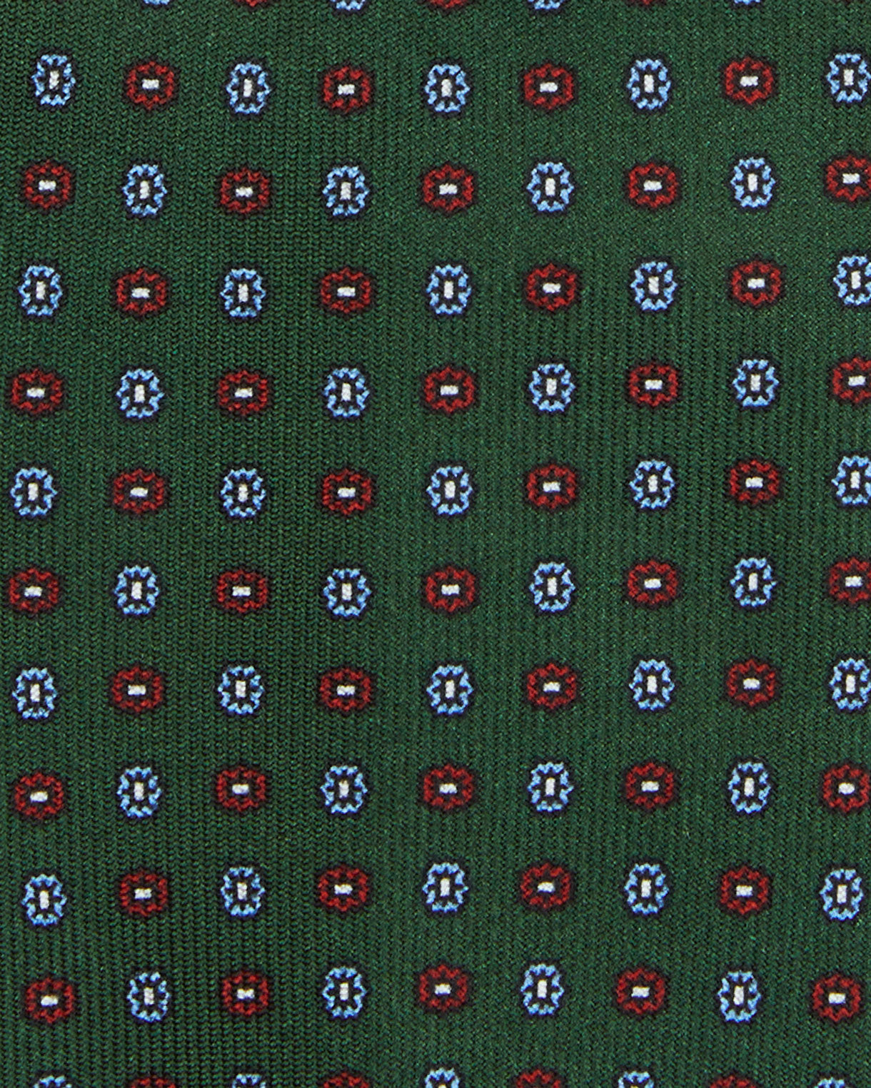 Silk Print Tie in Green/Red/Blue Foulard