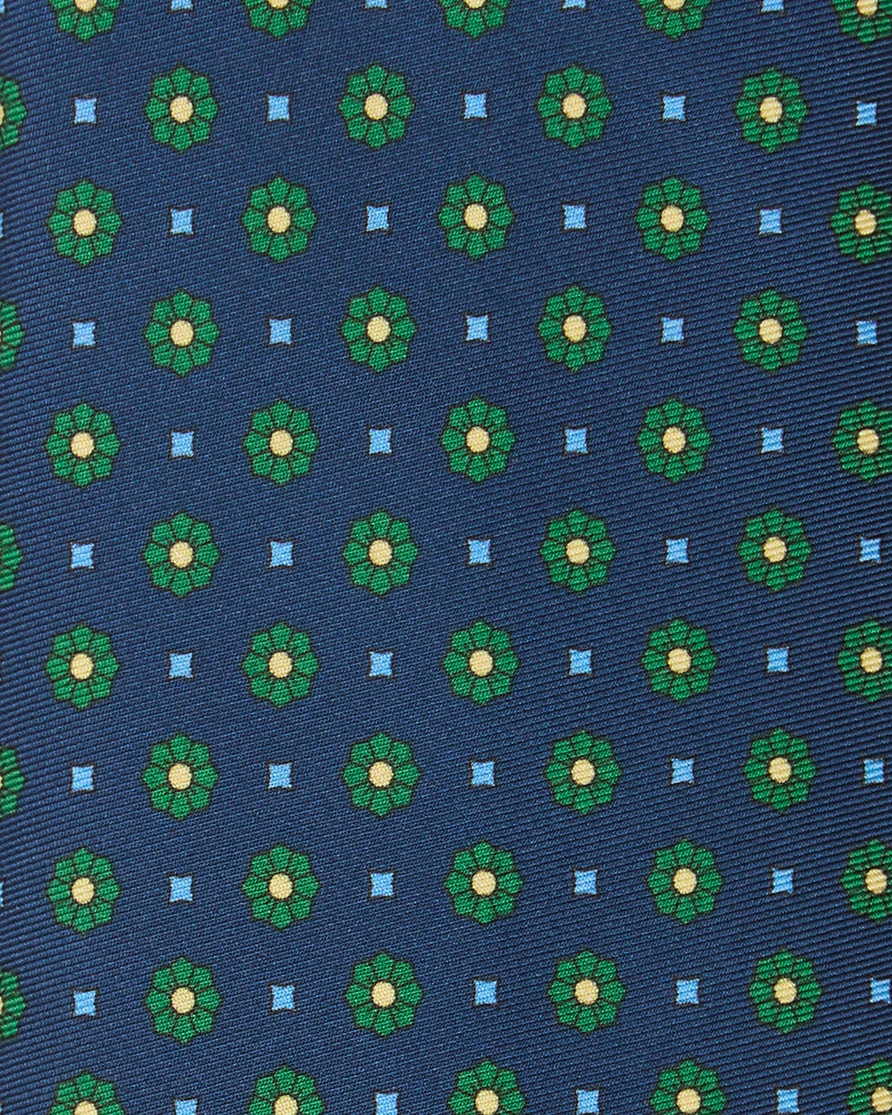 Silk Print Tie in Navy/Green/Sky Flower