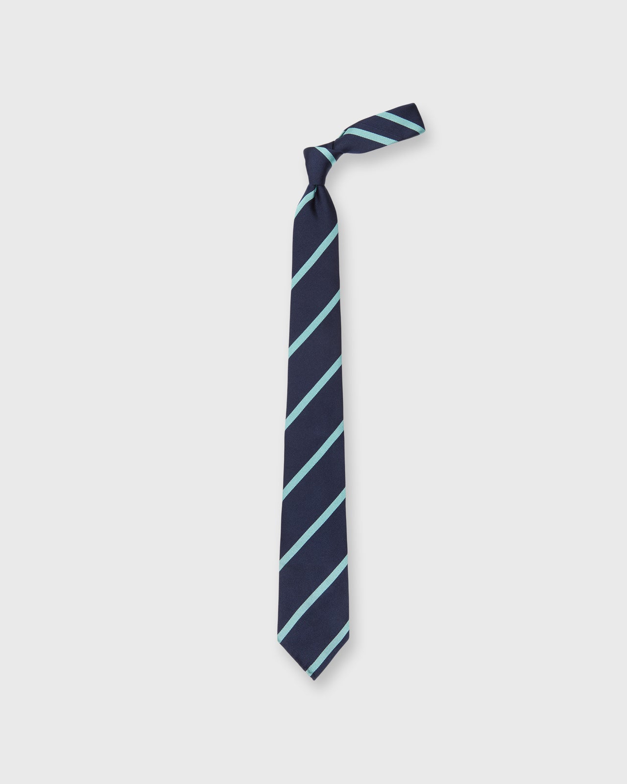 Silk Woven Tie in Navy/Mint Stripe