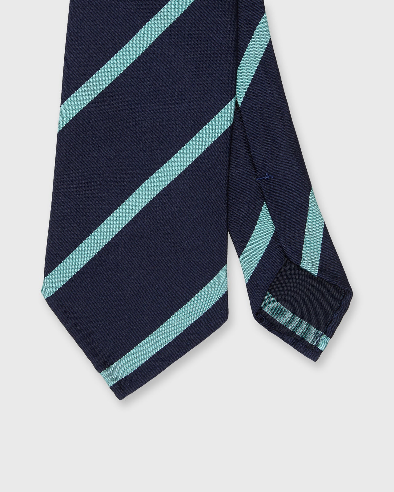 Silk Woven Tie in Navy/Mint Stripe