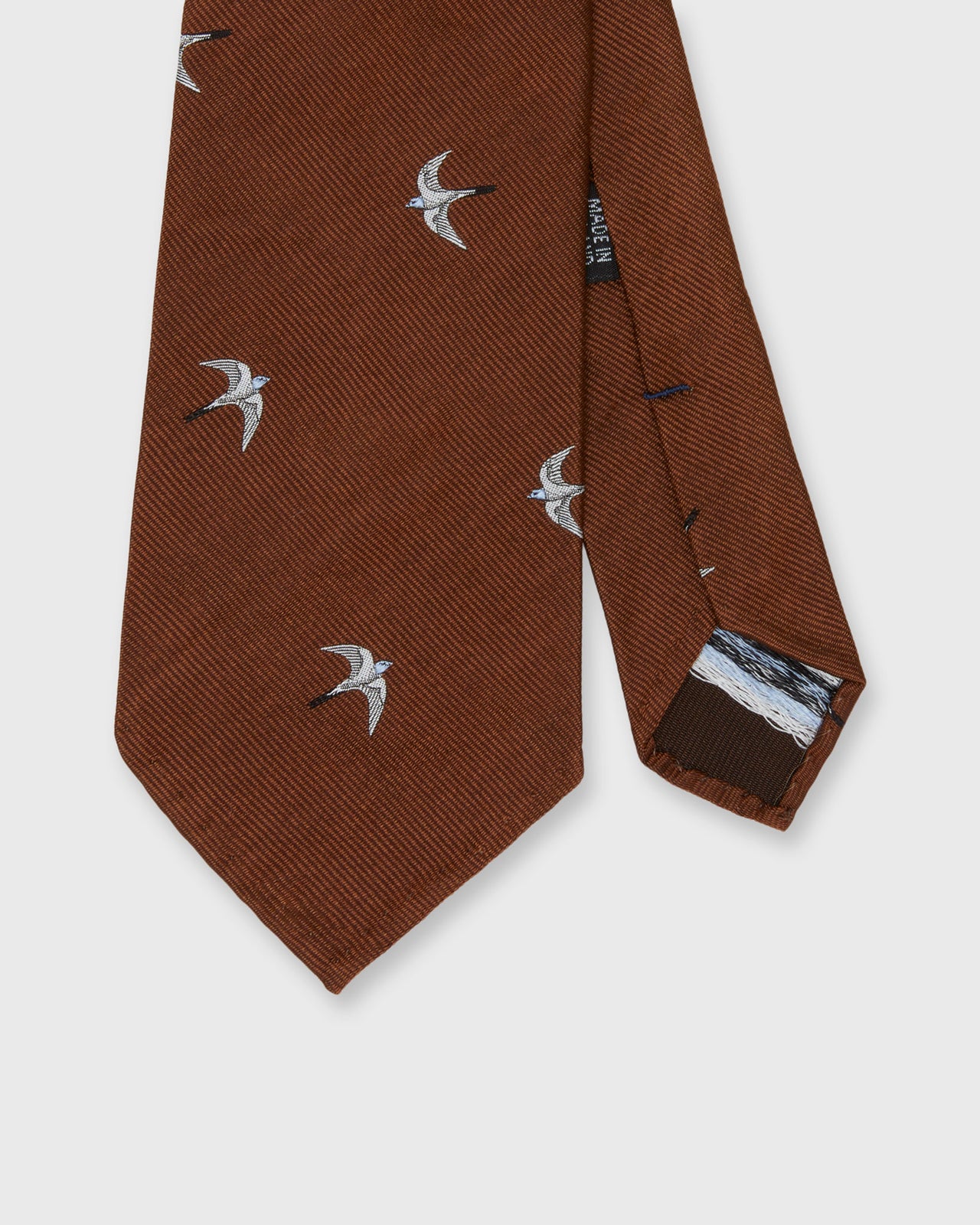 Silk Club Tie in Havana/White/Sky Swallow