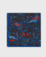 Load image into Gallery viewer, Hand-Rolled Wool Pocket Square in Blue Antelope Scene
