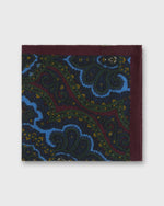Load image into Gallery viewer, Hand-Rolled Wool Pocket Square in Green/Navy/Glacier Paisley
