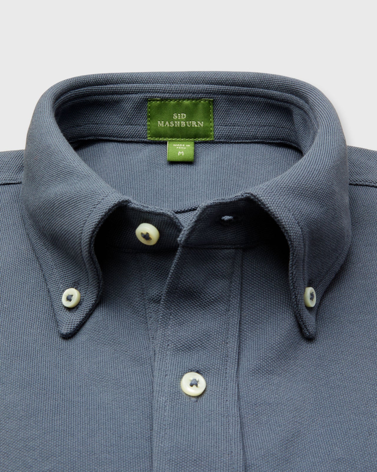 Knit Button-Down Popover Shirt in Steel Blue Pima Pique