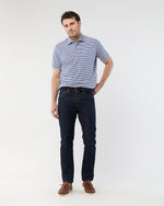 Load image into Gallery viewer, Short-Sleeved Polo in Ink/White Stripe Jersey
