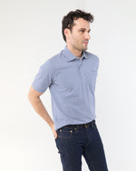 Load image into Gallery viewer, Short-Sleeved Polo in Ink/White Stripe Jersey
