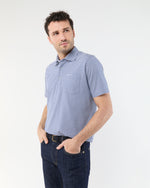 Load image into Gallery viewer, Short-Sleeved Polo in Ink/White Stripe Jersey
