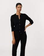 Load image into Gallery viewer, Rosie Cardigan in Black Cotton/Silk
