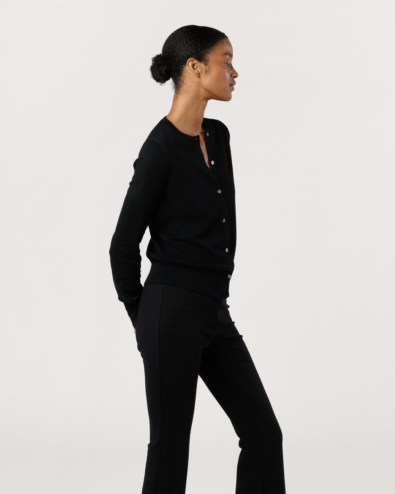 Rosie Cardigan in Black Cotton/Silk