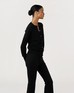 Load image into Gallery viewer, Rosie Cardigan in Black Cotton/Silk
